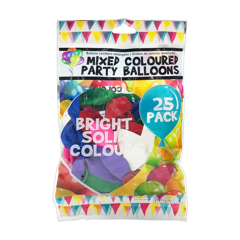 Bong Bóng Nhiều Màu, Mixed Coloured Party Balloons, 25 Cái (23cm) - UNCLE BILLS