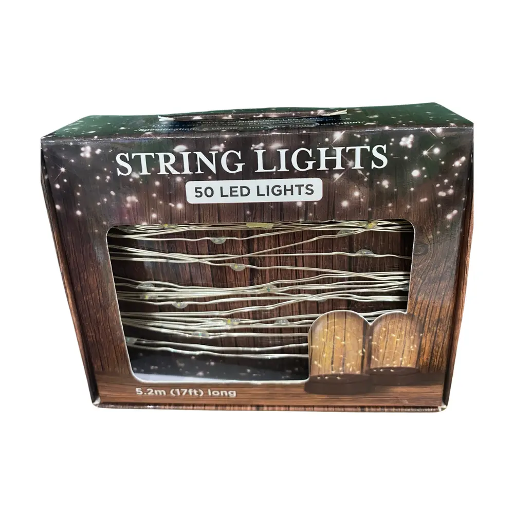 Dây Đèn Led Kim Loại Màu Trắng, String Lights, 50 Cool White LED Lights, Battery Operated (5.2m) - UNCLE BILLS