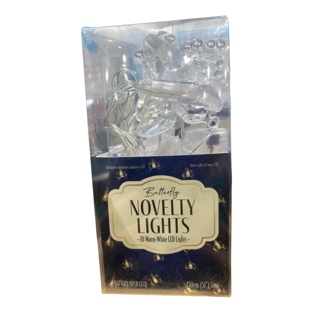 Dây Đèn Led Nhựa Màu Trắng Ấm, Butterfly Novelty Lights, 10 Warm White LED Lights, Battery Operated (130cm) - UNCLE BILLS