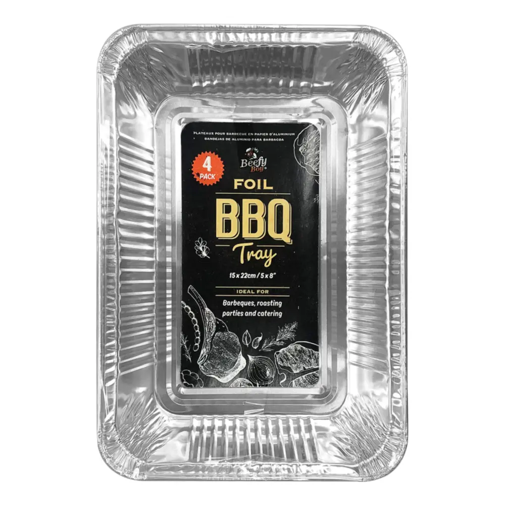 Khay Giấy Bạc Nướng, Foil BBQ Tray, 4 Cái (15 x 22cm) - BEEFY BOY