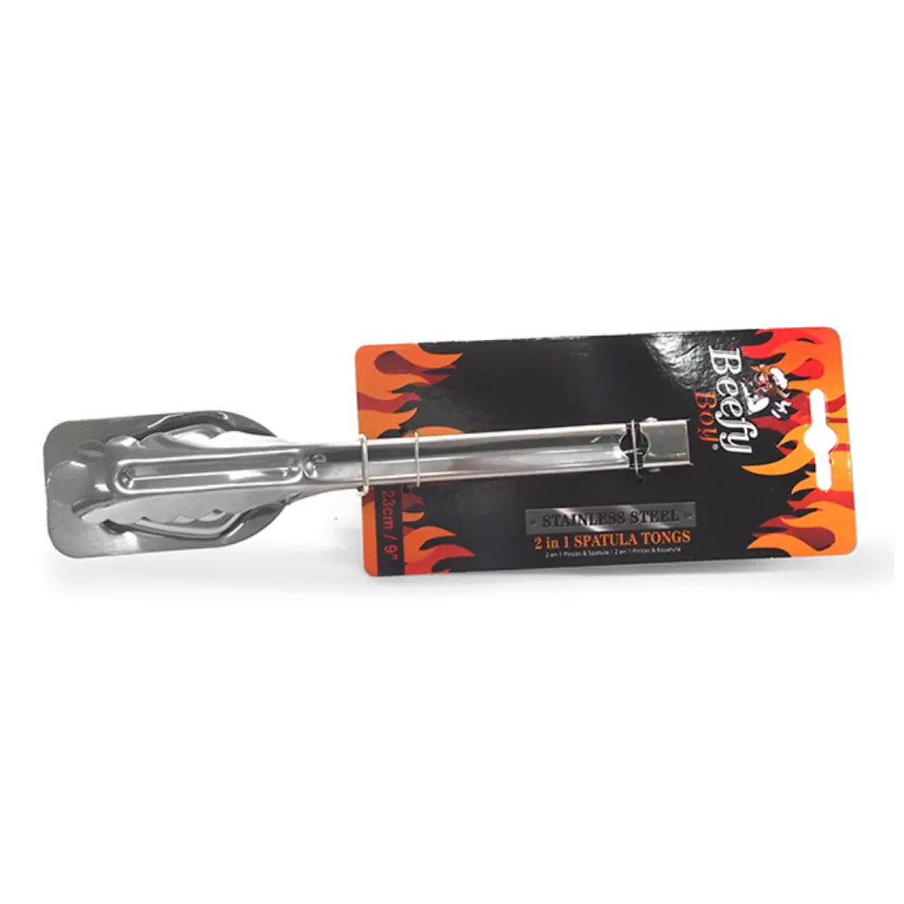 Kẹp Gắp Thức Ăn 2 Trong 1, Stainless Steel 2 in 1 Spatula Tongs (23cm) - BEEFY BOY