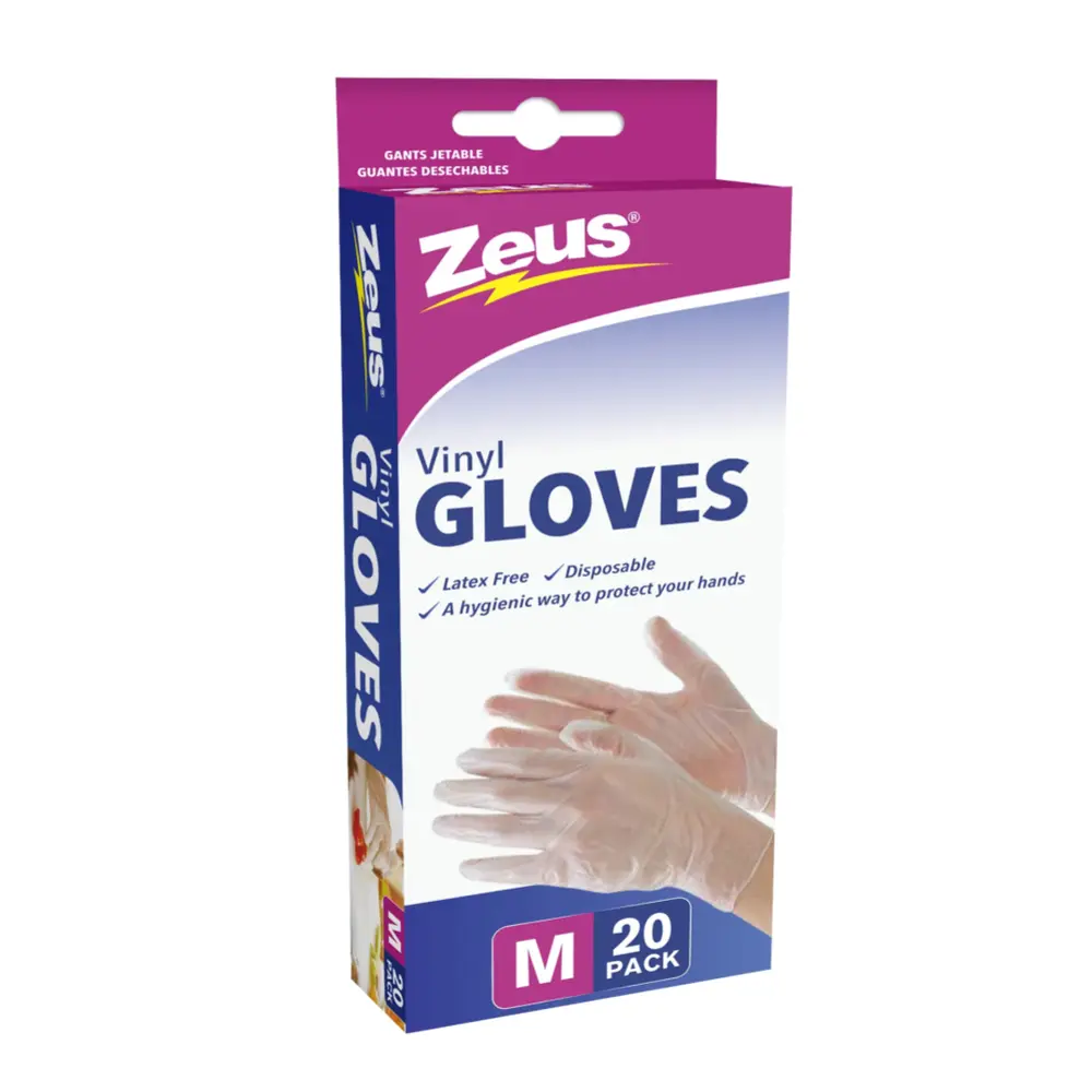 Găng Tay Dùng Một Lần, Vinyl Gloves, Size M, 20 Cái (9.5cm) - ZEUS