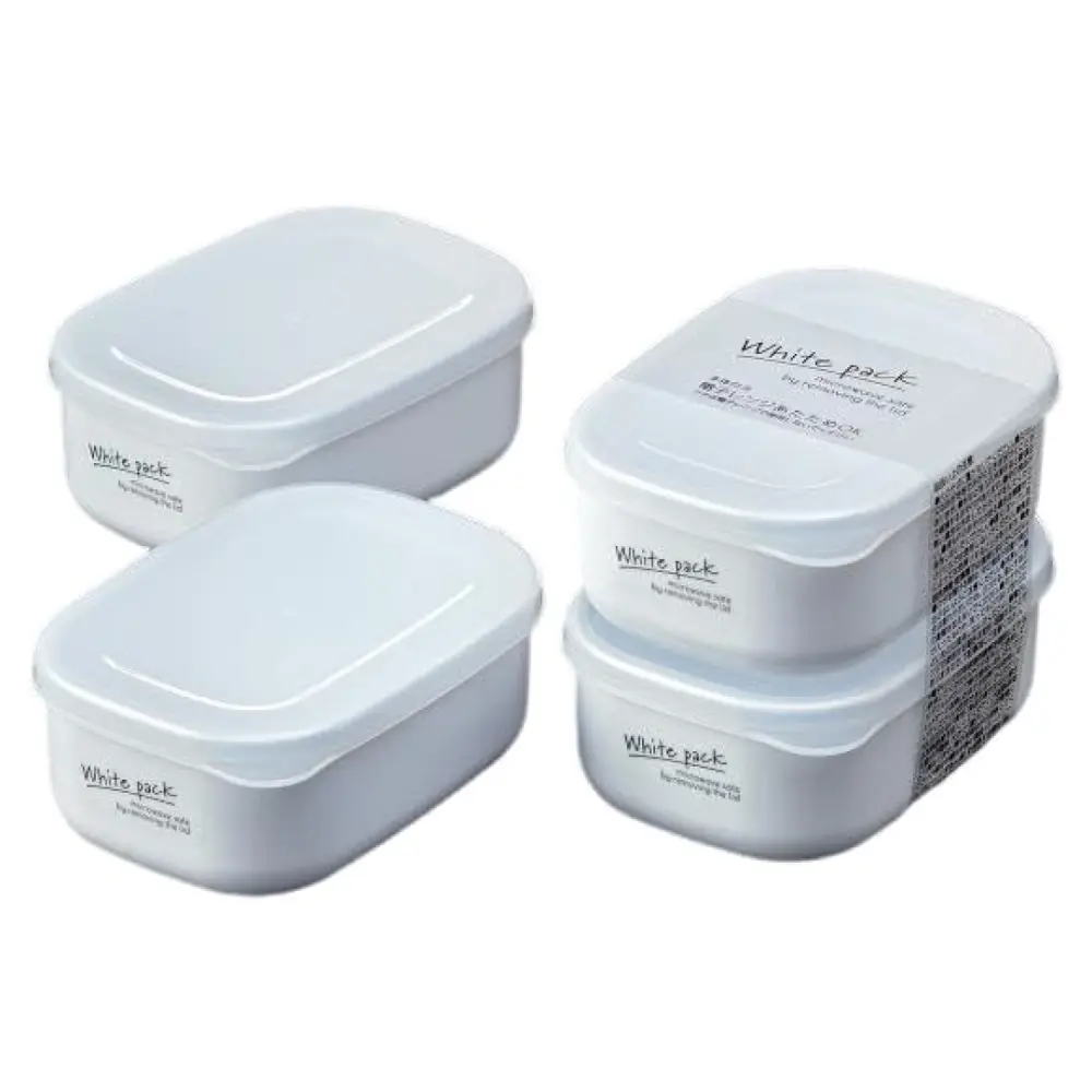 Bộ Hộp Nhựa Đựng Thực Phẩm, White Pack, Microwave-Safe Food Container, 2 Cái, 280ml (113 x 81 x 47mm) - NAKAYA