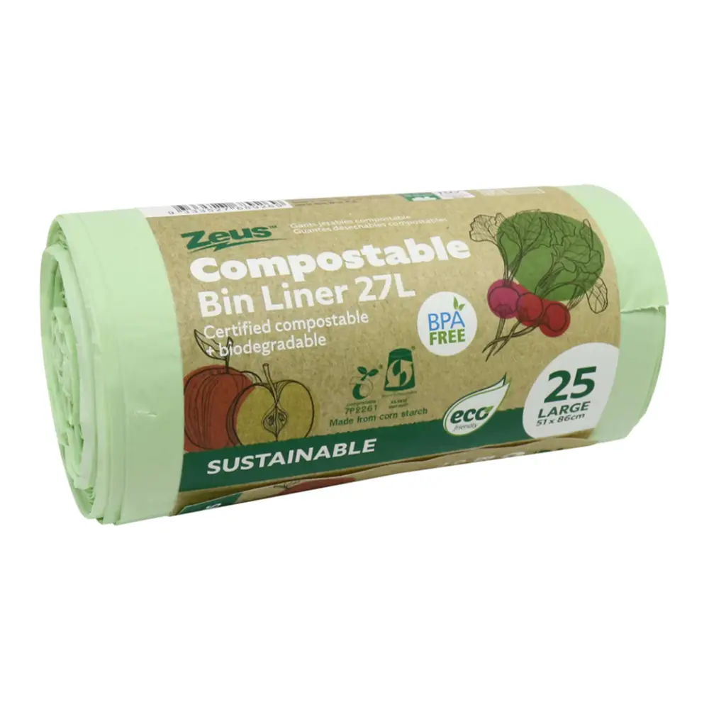 Túi Rác Phân Hủy Sinh Học, Compostable Bin Liner, 25 Cái, 27L (51 x 86cm) - ZEUS
