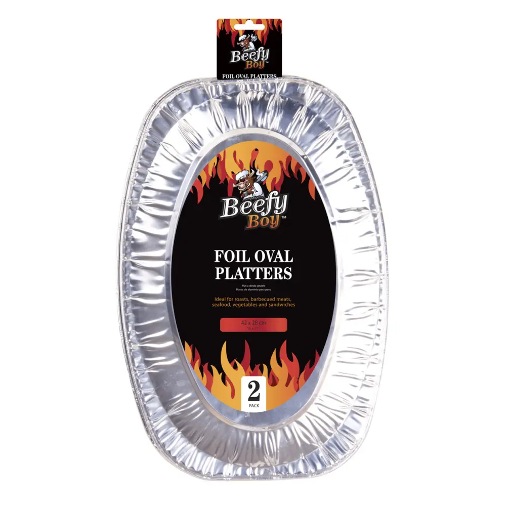 Dĩa Giấy Bạc Hình Bầu Dục, Foil Oval Platter, 2 Cái (28 x 42cm) - BEEFY BOY