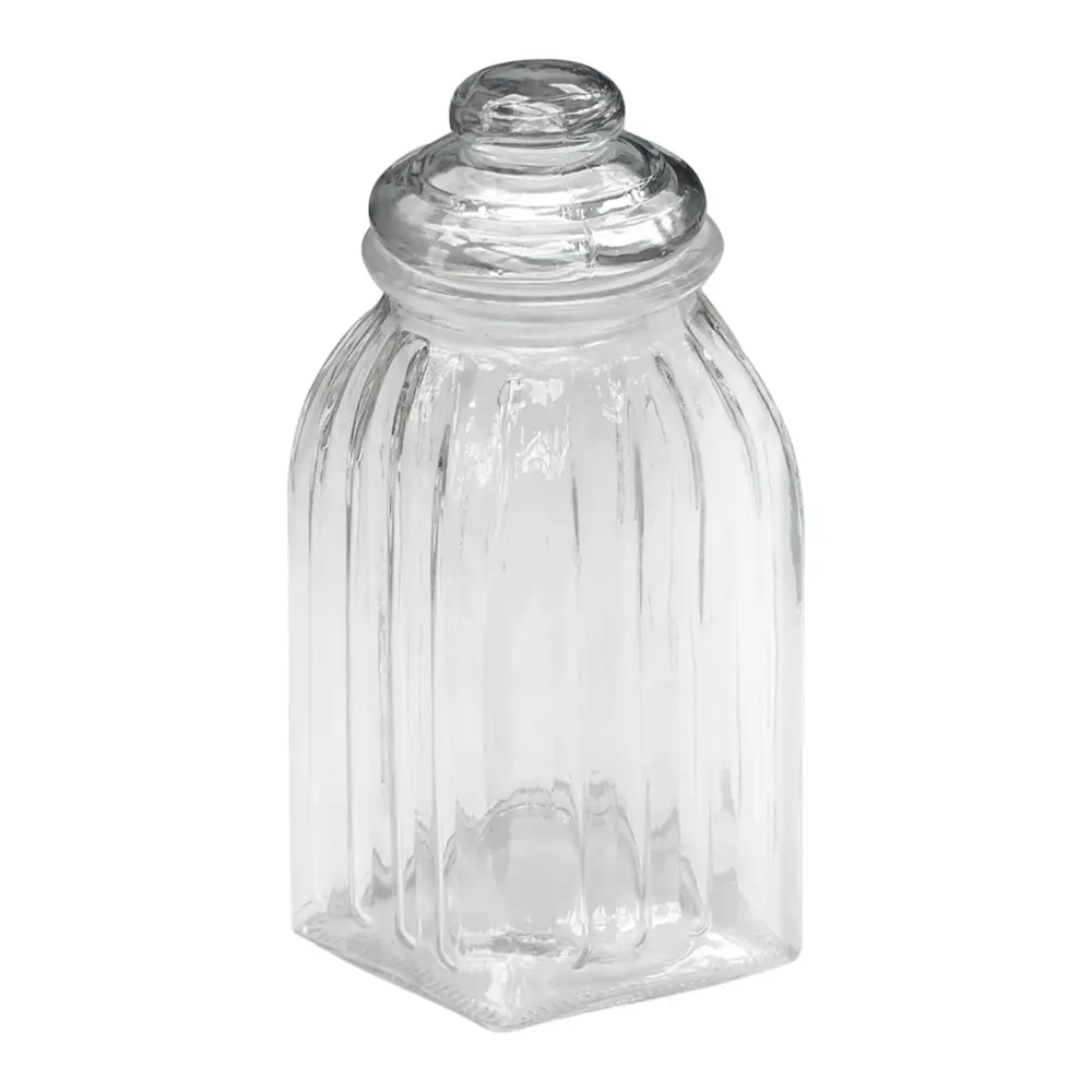 Hũ Thủy Tinh Vuông Cổ Điển, Glass Vintage Jar Square (1500ml) - UNCLE BILLS