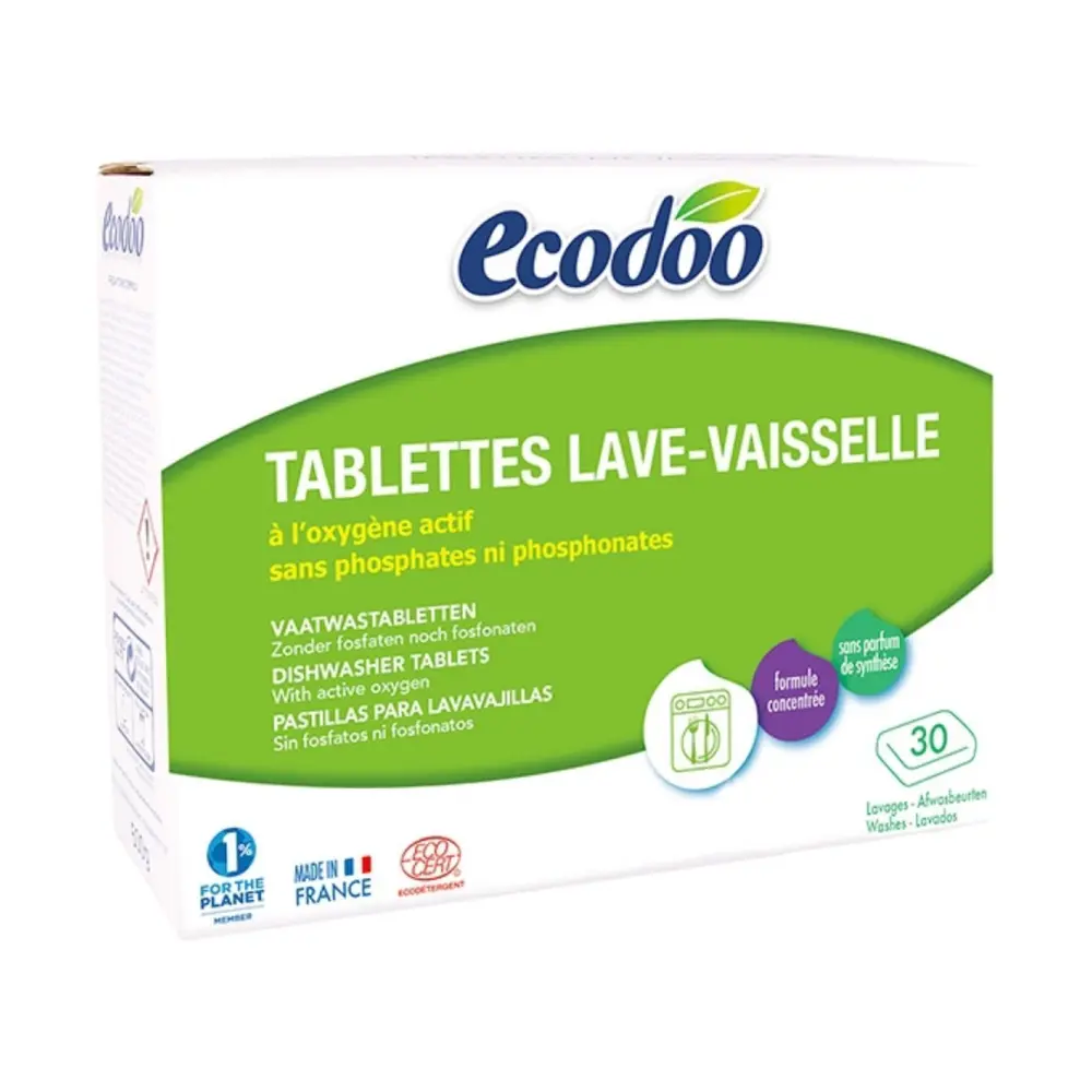 Viên Rửa Chén Sinh Học Cho Máy, Dishwasher Tablets, 30 Viên (600g) - ECODOO