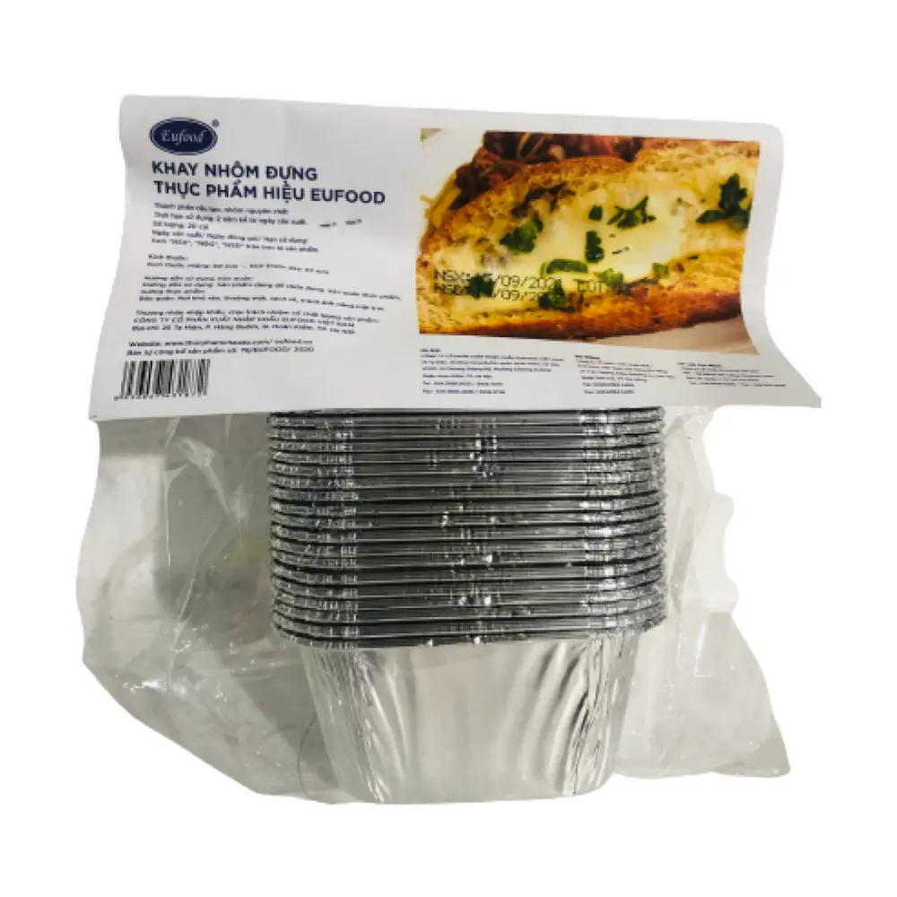 Khay Nhôm Đựng Thực Phẩm, Aluminium Foil Pans, 20 Cái (60 x 85mm) - EUFOOD
