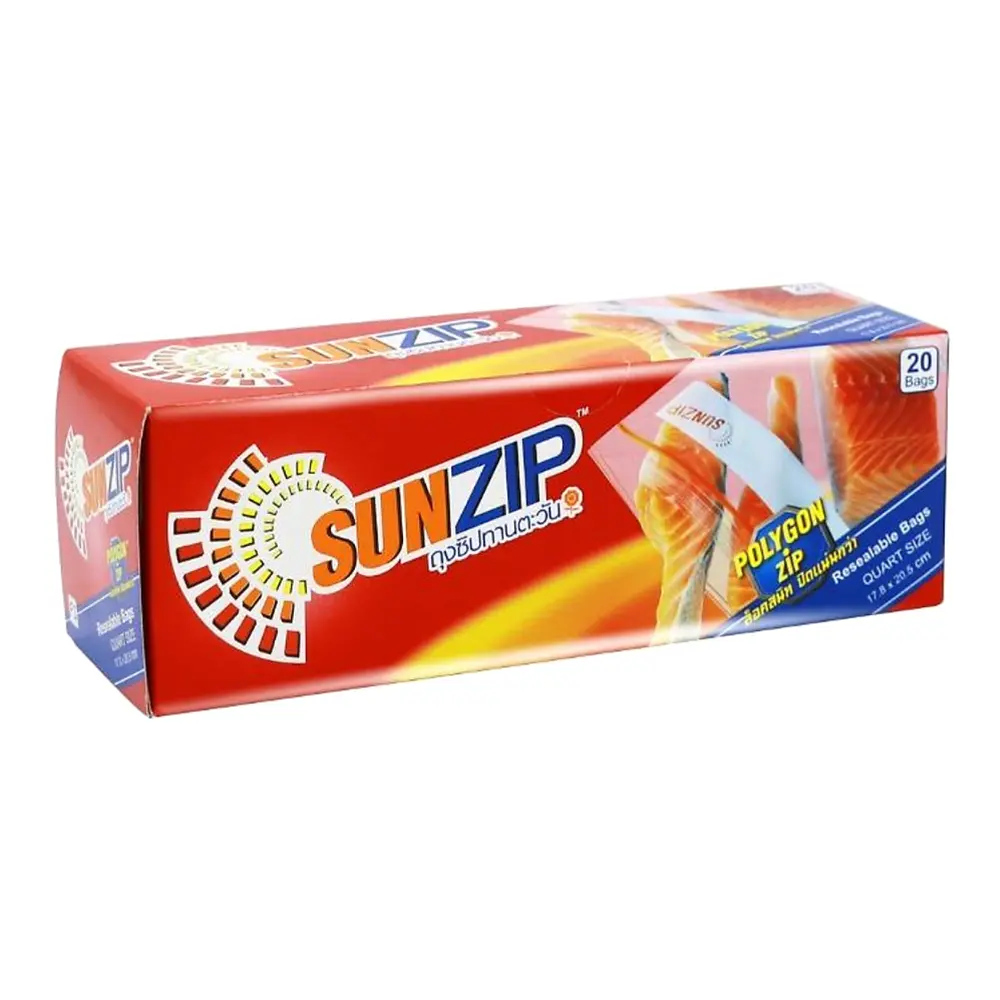Túi Zip Đựng Thực Phẩm, Polygon Zip Resealable Bags, Quart Size, 20 Cái (17.8 x 20.5cm) - SUNZIP