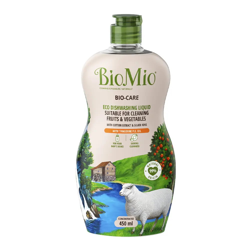 Nước Rửa Chén Hương Quýt, Bio-Care Eco Dishwashing Liquid & for Fruits & Vegetables, Tangerine P.E. Oil (450ml) - BIO MIO