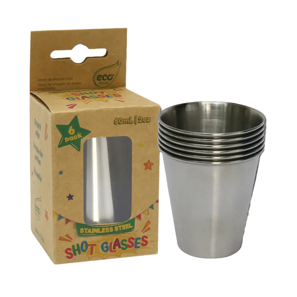 Ly Nhỏ Inox, Stainless Steel Shot Glasses, 6 Ly, 2 oz (60ml) - UNCLE BILLS