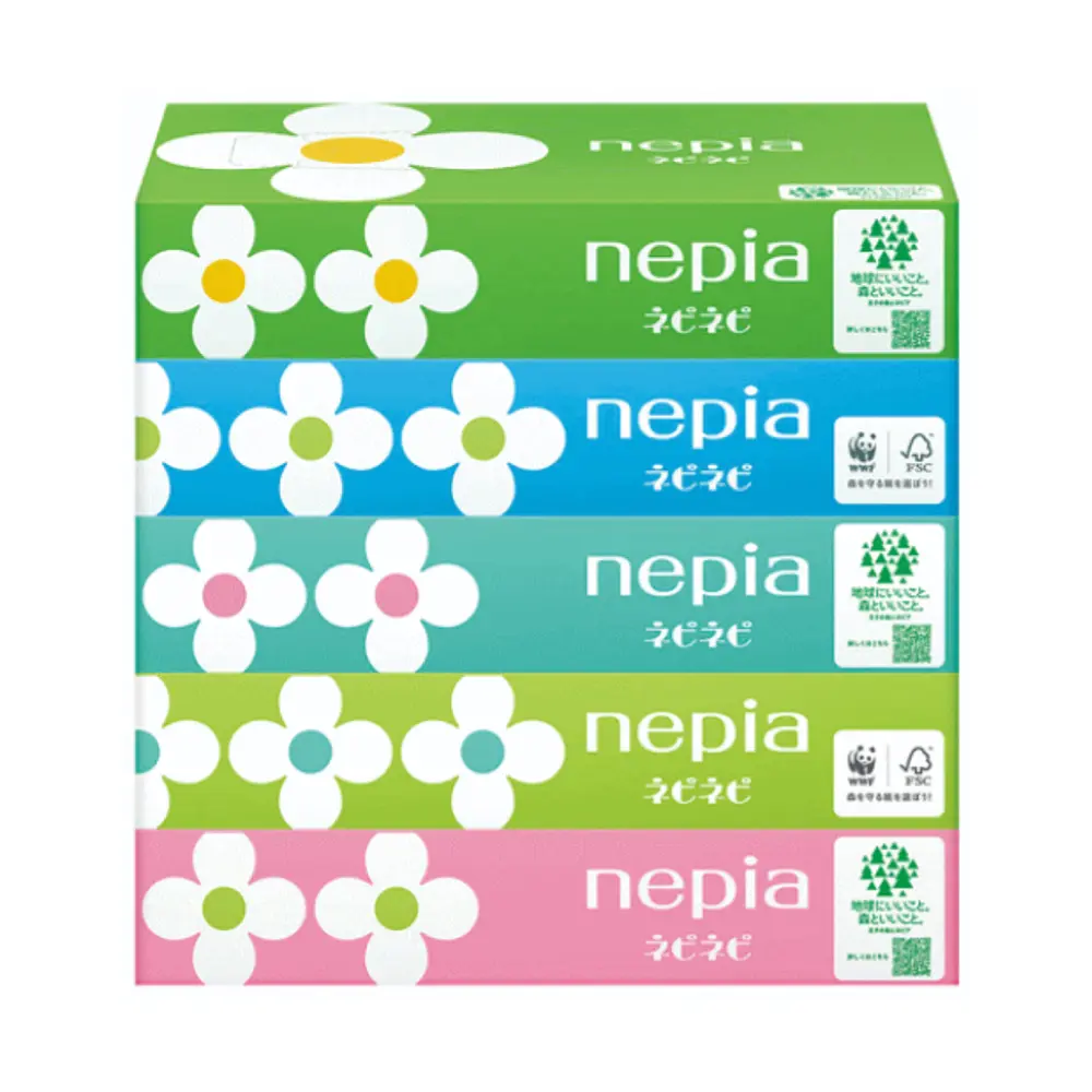 Set 5 Hộp Khăn Giấy 2 Lớp, Nepinepi, Tissue, 750 Tờ (197 x 217mm) - NEPIA