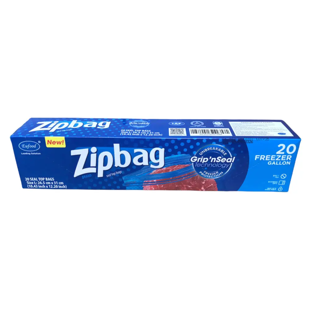 Túi Zip Bảo Quản Thực Phẩm Trong Tủ Đông, Zipbag, 20 Freezer Gallon, Size L (26.5cm x 31cm) - EUFOOD