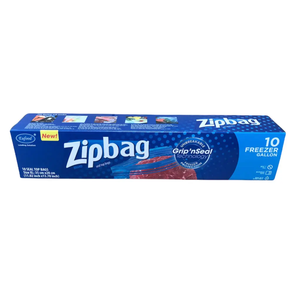 Túi Zip Bảo Quản Thực Phẩm Trong Tủ Đông, Zipbag, 10 Freezer Gallon, Size XL (35cm x 28cm) - EUFOOD