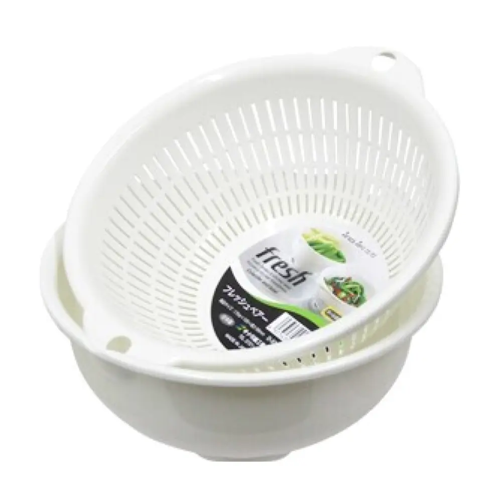Bộ Thau Rổ Nhựa, Fresh, Kitchen Strainer Colander & Bowl Set, 1.1L (179 x 195 x 86mm) - SANADA SEIKO