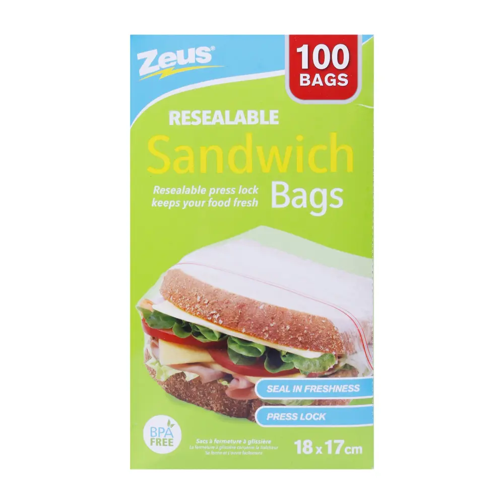 Túi Đựng Bánh Mì, Resealable Sandwich Bags, BPA Free, 100 Cái (18 x 17cm) - ZEUS
