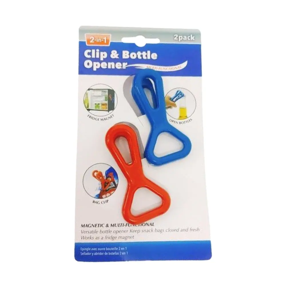 Bộ Kẹp Thực Phẩm Kèm Đồ Khui Chai, 2 in 1 Magnetic Multi-Functional Clip & Bottle Opener, 2 Cái - UNCLE BILLS
