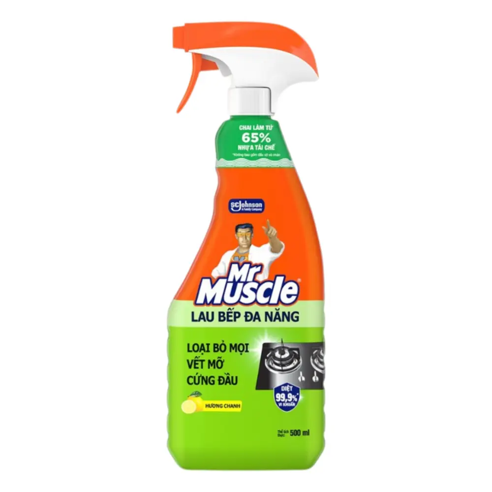 Xịt Lau Bếp Đa Năng Hương Chanh, Multi-Purpose Kitchen Cleaner Spray, Lemon (500ml) - MR MUSCLE