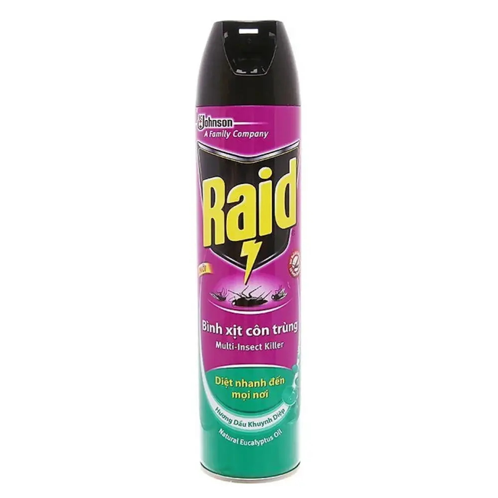 Bình Xịt Côn Trùng Hương Dầu Khuynh Diệp, Bug & Insect Repellent Spray, Natural Eucalyptus Oil (600ml) - RAID