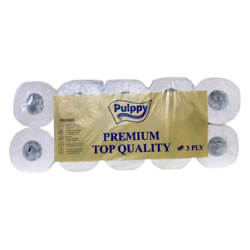 Giấy Vệ Sinh Cao Cấp 3 Lớp, Premium Top Quality Bathroom Tissue, 10 Cuộn, 3000 Tờ (300m) - PULPPY