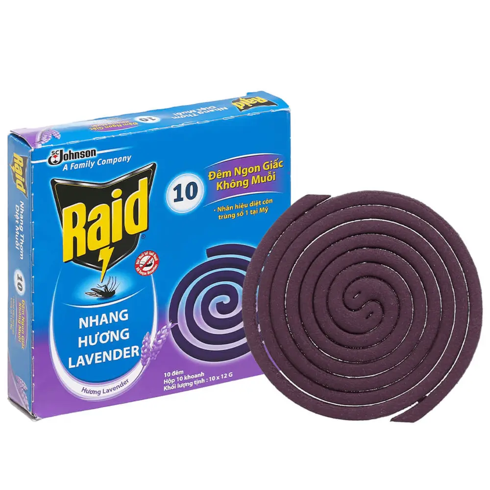 Nhang Muỗi Hương Oải Hương, Mosquito Repellent Coil, Lavender, 10 Khoanh (120g) - RAID
