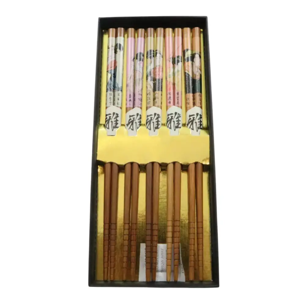 Đũa Tre Hộp Quà Tặng, Japan Ukiyoe Hashi, Bamboo Chopsticks, 5 Đôi (22.5cm) - CHUOBUSSAN