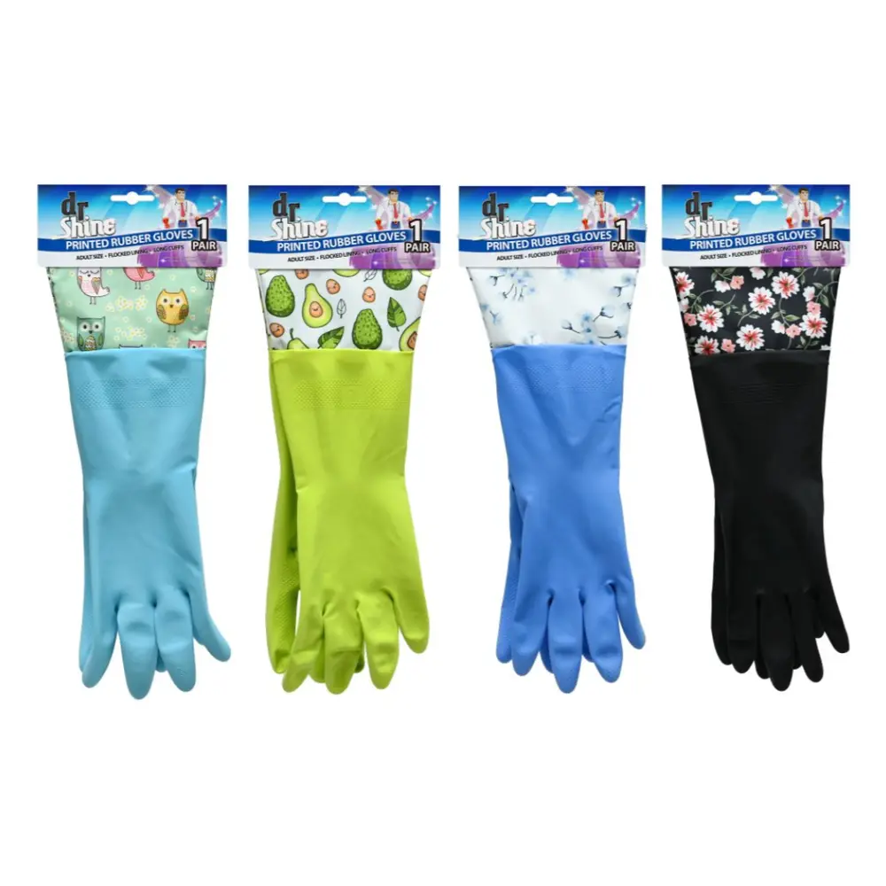 Bao Tay Cao Su In Hoa Văn (Nhiều Mẫu), Printed Rubber Gloves, 1 Đôi - DR SHINE