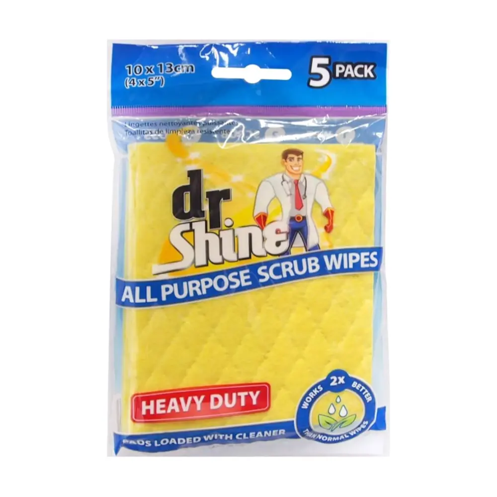 Miếng Lau Chùi Đa Năng, All Purpose Scrub Wipes, Heavy Duty, 5 Cái (10 x 13cm) - DR SHINE