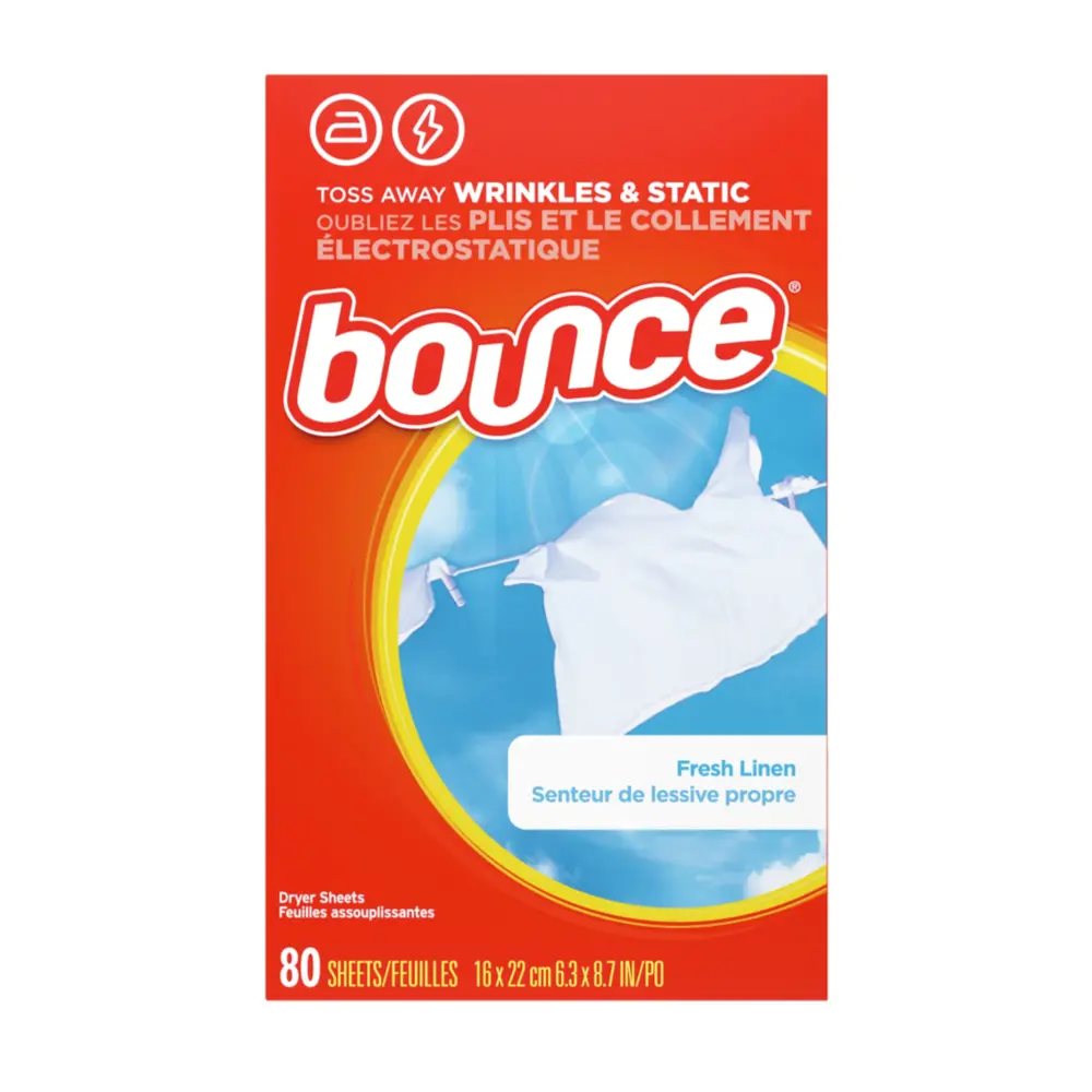 Giấy Sấy Thơm Quần Áo, Dryer Sheets, Fresh Linen, 80 Tờ (16 x 22cm) - BOUNCE