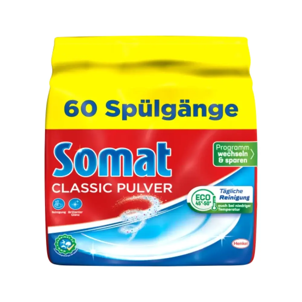 Bột Cho Máy Rửa Ly Chén, Classic Pulver Dishwasher Powder, 60 Lần (960g) - SOMAT