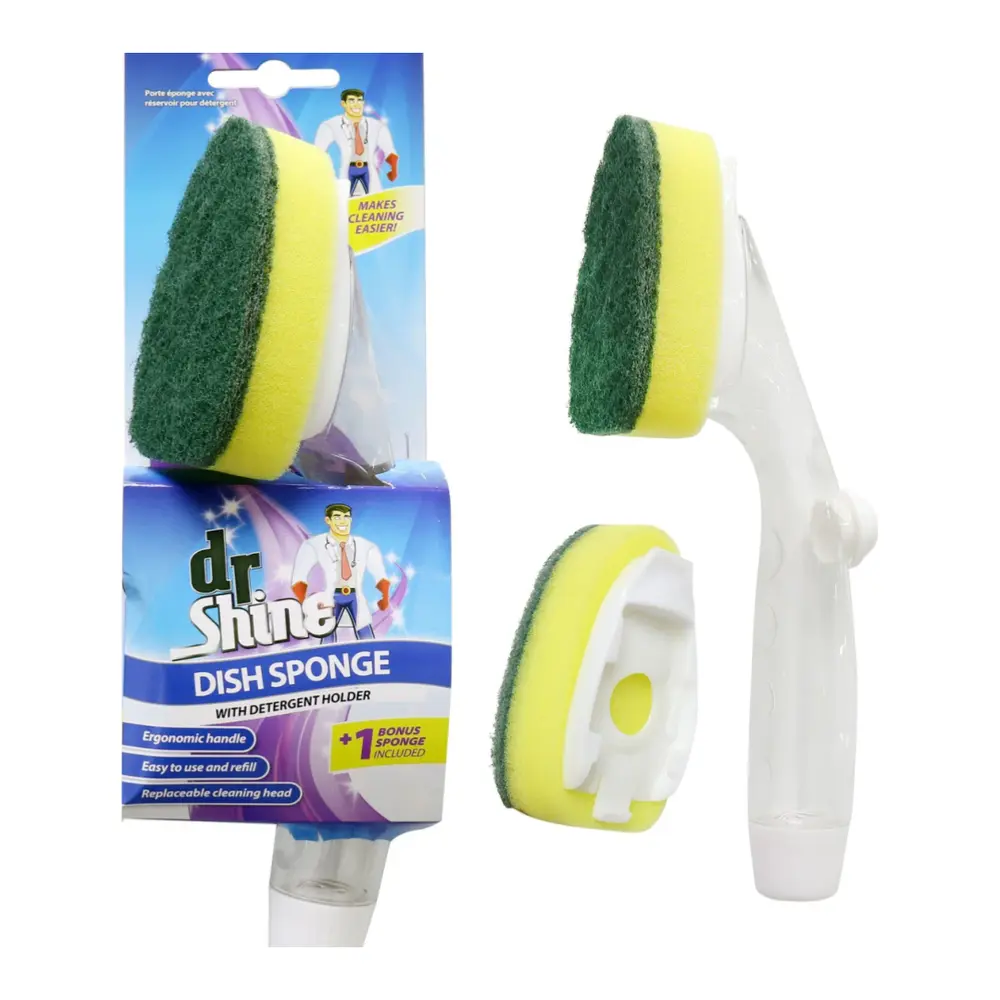 Dụng Cụ Chùi Rửa Có Ống Đựng Nước Tẩy Rửa, Dish Sponge with Detergent Holder - DR SHINE