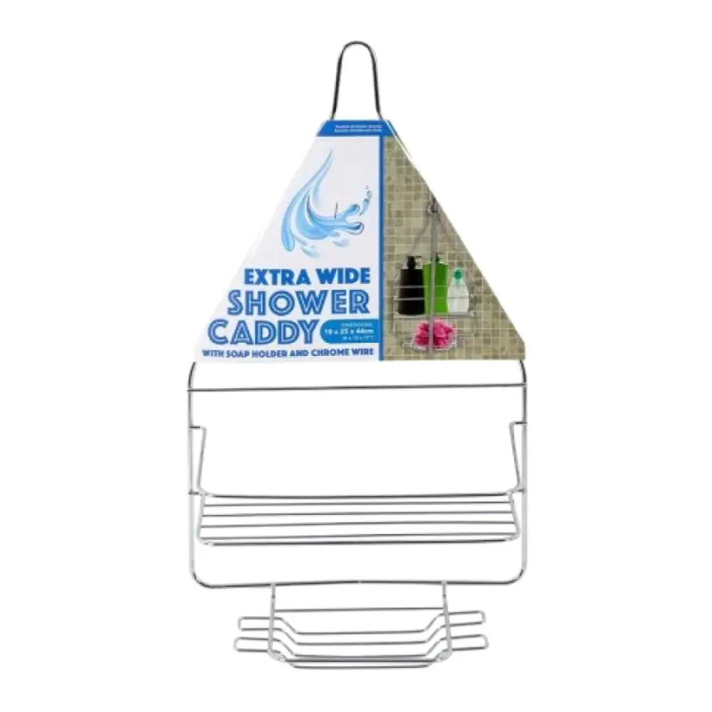 Khay Đựng Xà Phòng Treo Phòng Tắm, Extra Wide Shower Caddy with Soap Holder & Chrome Wire (10 x 25 x 44cm) - UNCLE BILLS