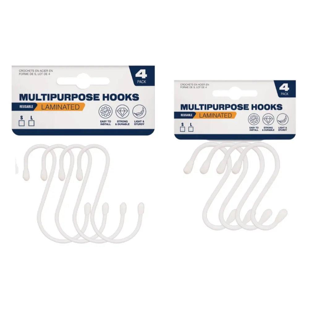 Móc Chữ S Kim Loại, S-Shape Laminated Multipurpose Hooks, 4 Cái - UNCLE BILLS