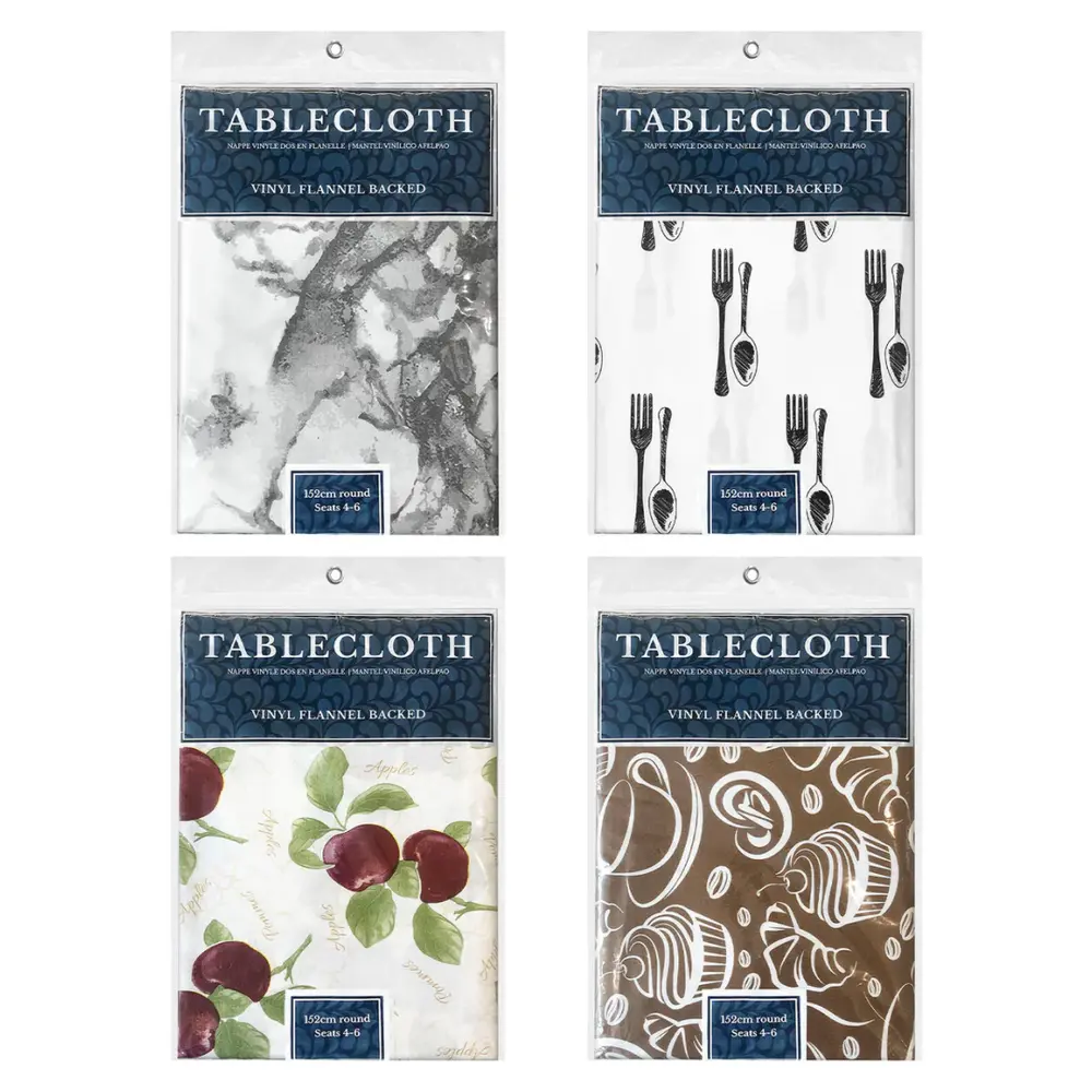 Khăn Trải Bàn Tròn (Nhiều Màu), Round Tablecloth, Vinyl Flannel Backed (152cm) - UNCLE BILLS