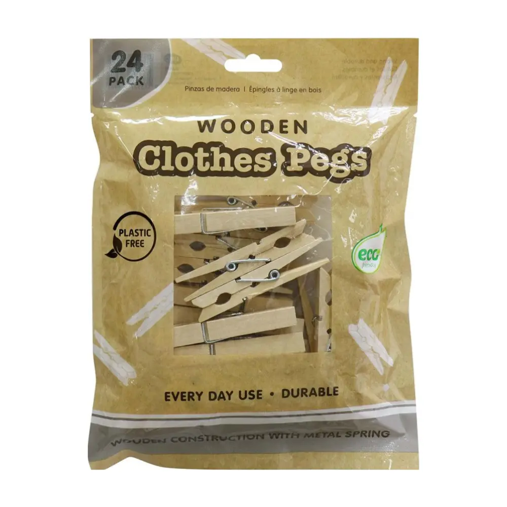 Kẹp Gỗ Phơi Quần Áo, Wooden Clothes Laundry Pegs, 24 Cái - UNCLE BILLS
