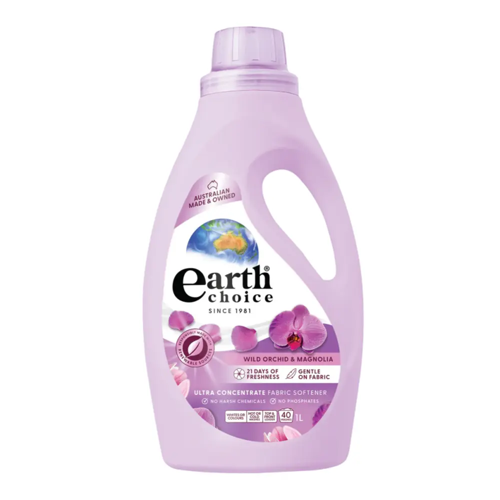 Nước Xả Vải Cao Cấp Đậm Đặc Hương Mộc Lan Rừng, Ultra Concentrate Fabric Softener, Wild Orchid & Magnolia (1L) - EARTH CHOICE