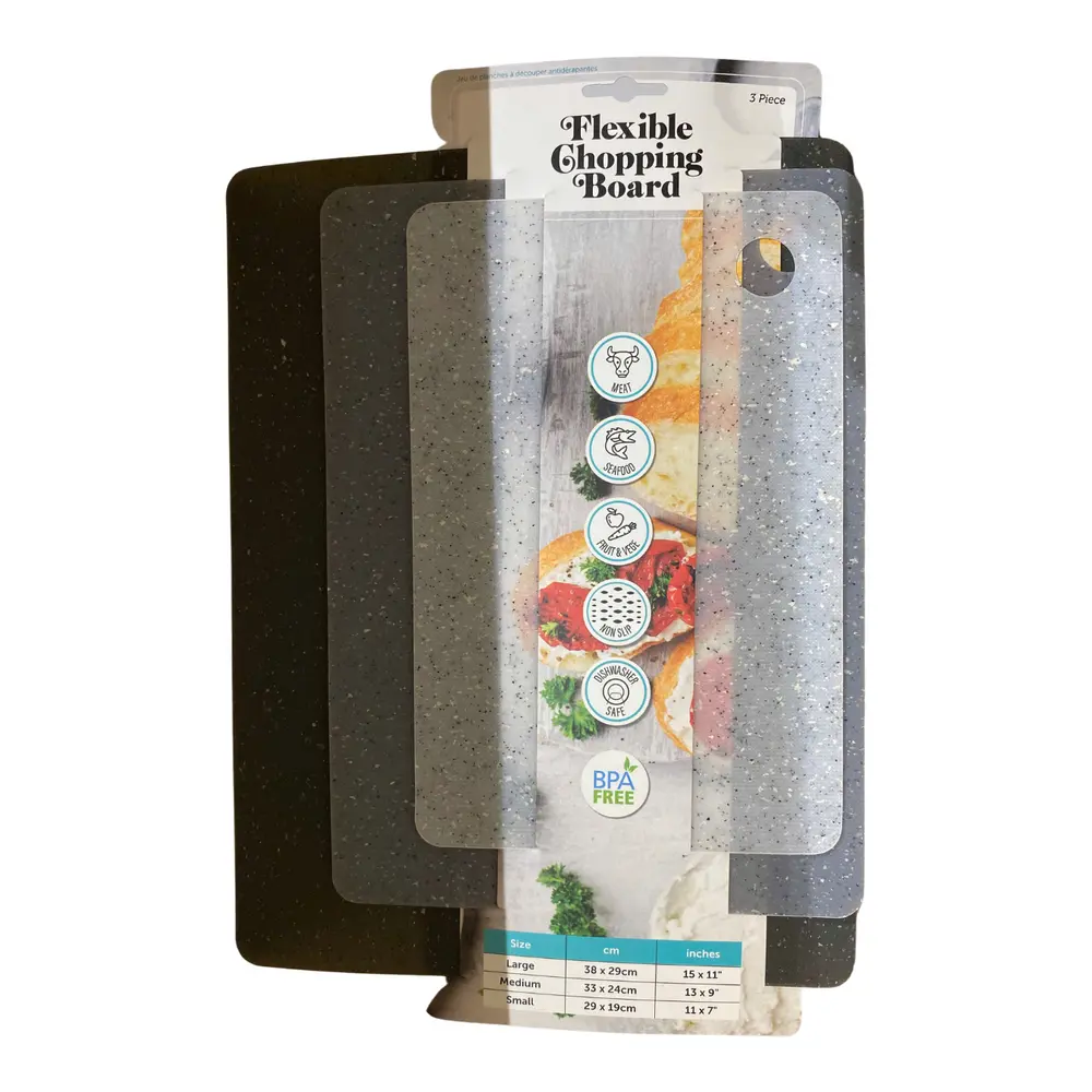 Bộ Thớt Nhựa Dẻo Chống Trượt, Non-Slip Flexible Chopping Board, 3 Cái (38 x 29cm) - UNCLE BILLS
