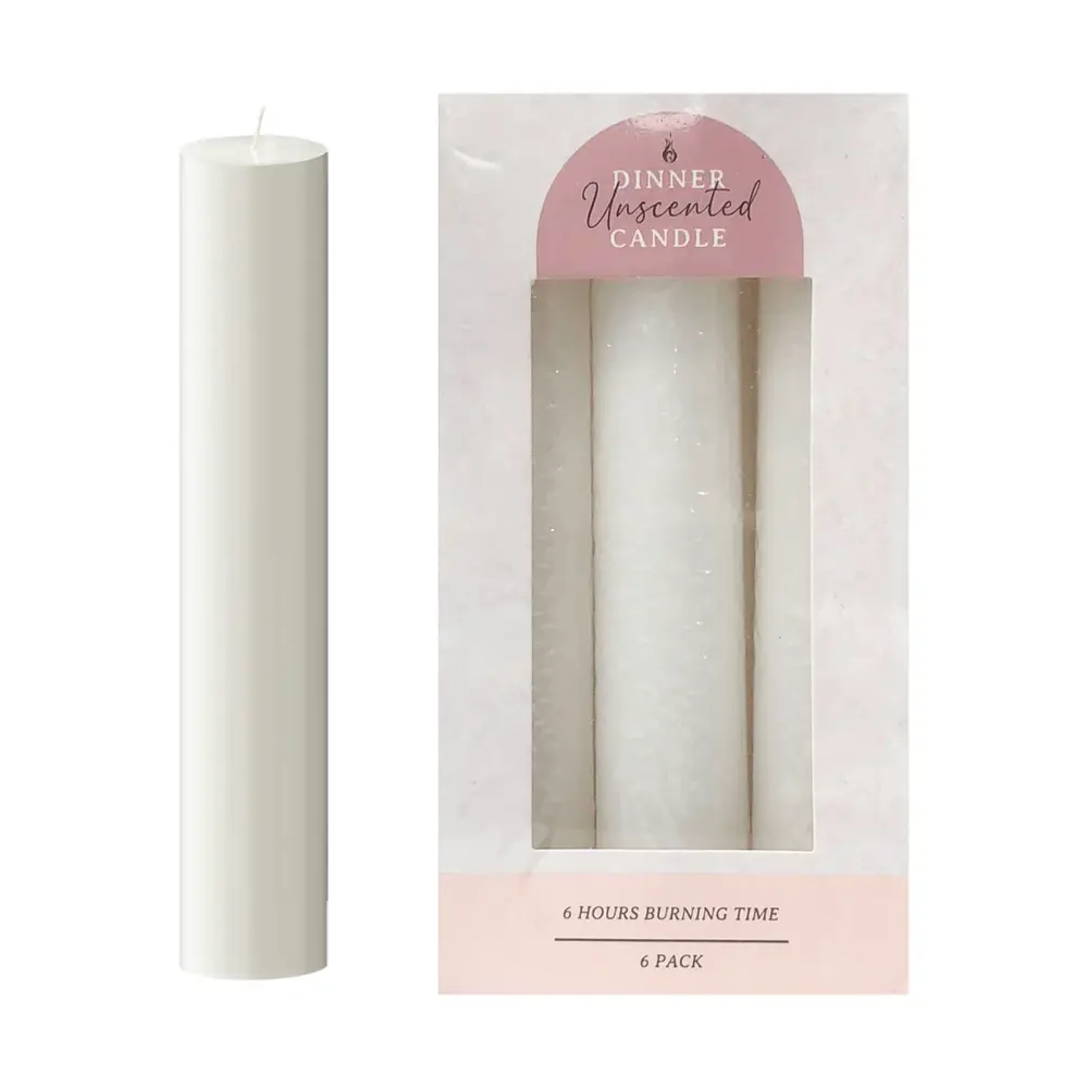 Nến Ăn Tối Màu Trắng, Unscented White Dinner Candle, 6 Cây (14cm) - UNCLE BILLS