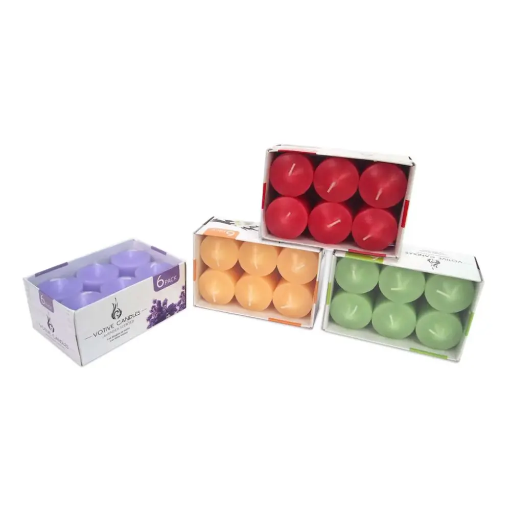 Nến Tròn Cháy 9 Tiếng Hương Vani (Nhiều Màu), Vanilla Votive Candles, 6 Cây - UNCLE BILLS