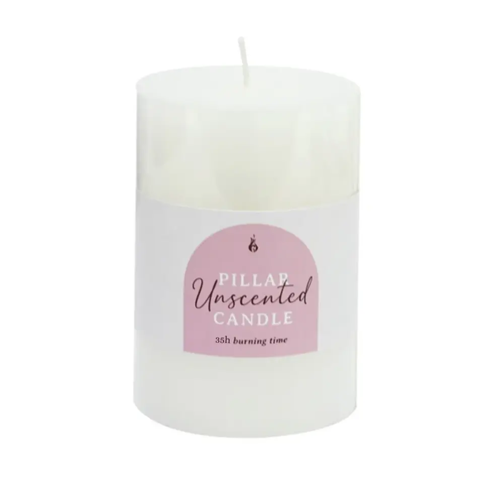 Nến Trụ Màu Trắng, Unscented White Pillar Candle (7 x 7.5cm) - UNCLE BILLS