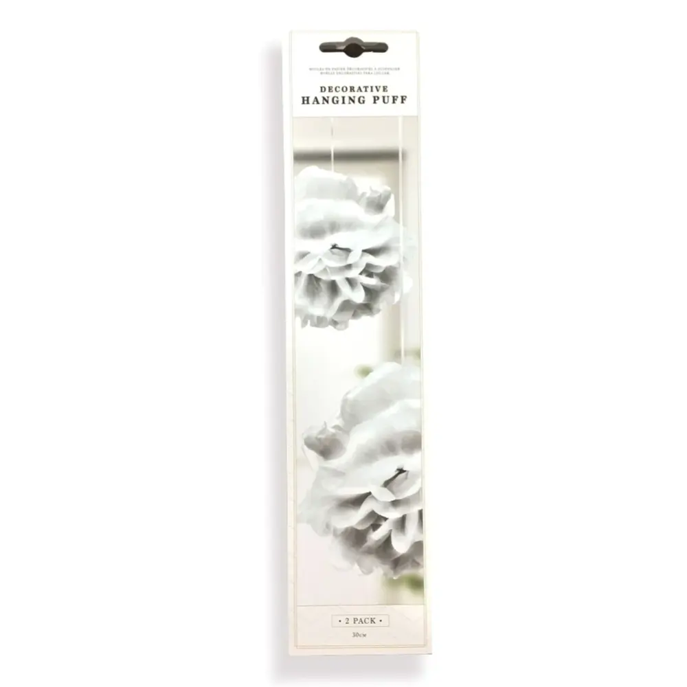 Hoa Giấy Treo Trang Trí Màu Bạc, Decorative Hanging Puff, Silver, 2 Cái - UNCLE BILLS