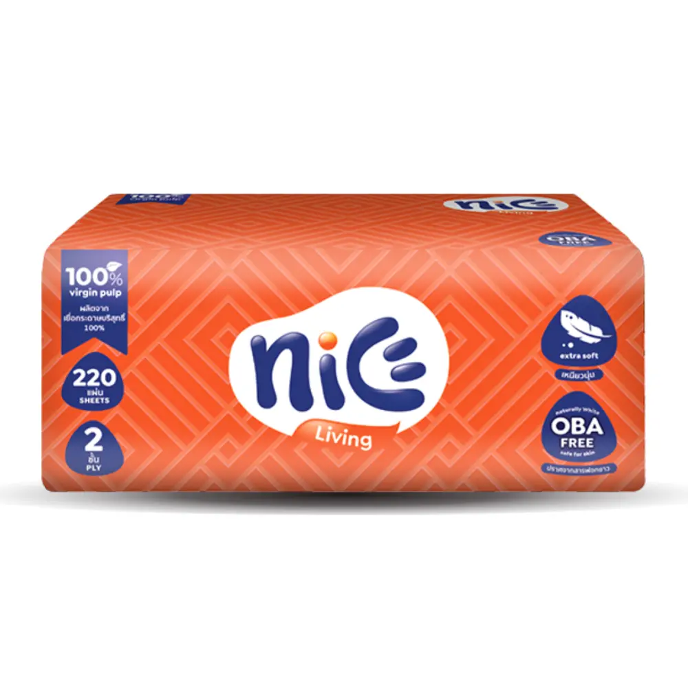 Khăn Giấy Lau Mặt 2 Lớp, Facial Tissue, OBA Free, 220 Tờ (18.6 x 21cm) - NICE