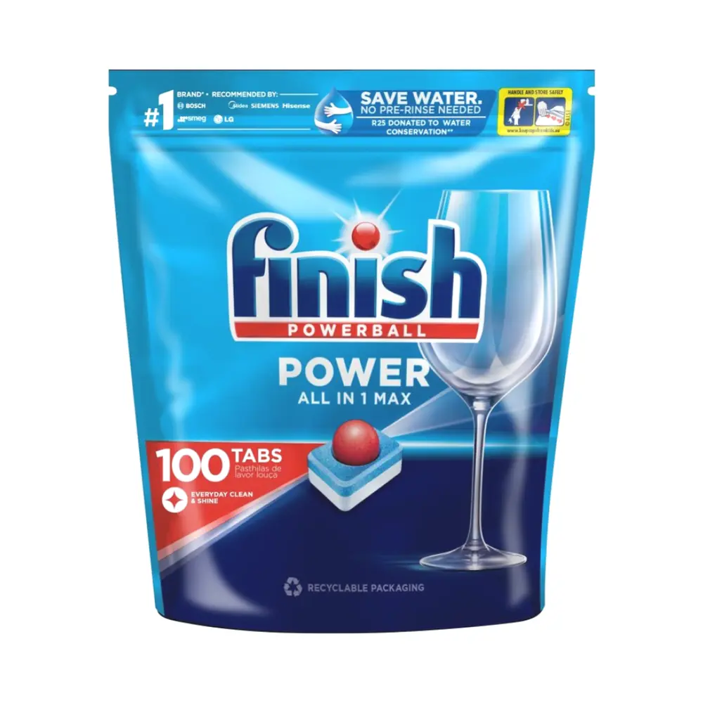 Viên Rửa Chén Bát, Powerball, Power All in 1 Max, 100 Viên (1600g) - FINISH