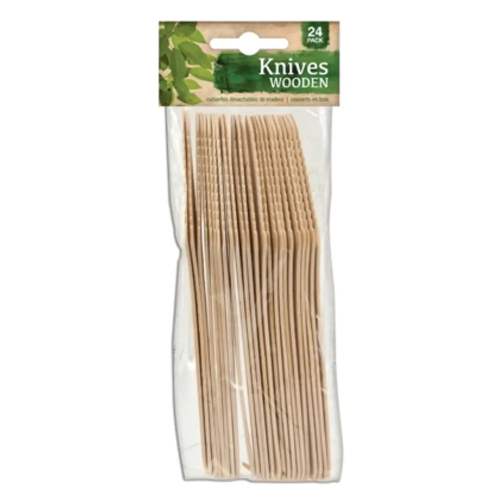 Dao Gỗ Tiện Lợi, Wooden Knives, 24 Cái - UNCLE BILLS