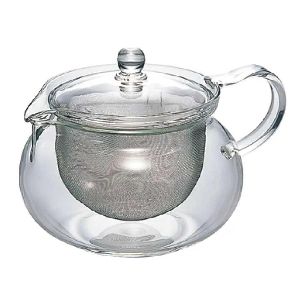 Bình Trà Thủy Tinh Kèm Lưới Lọc, Chacha Kyusu Maru, Glass Round Teapot with Filter, 450ml, CHJMN-45T (14.5 x 12.5 x 9.5cm) - HARIO