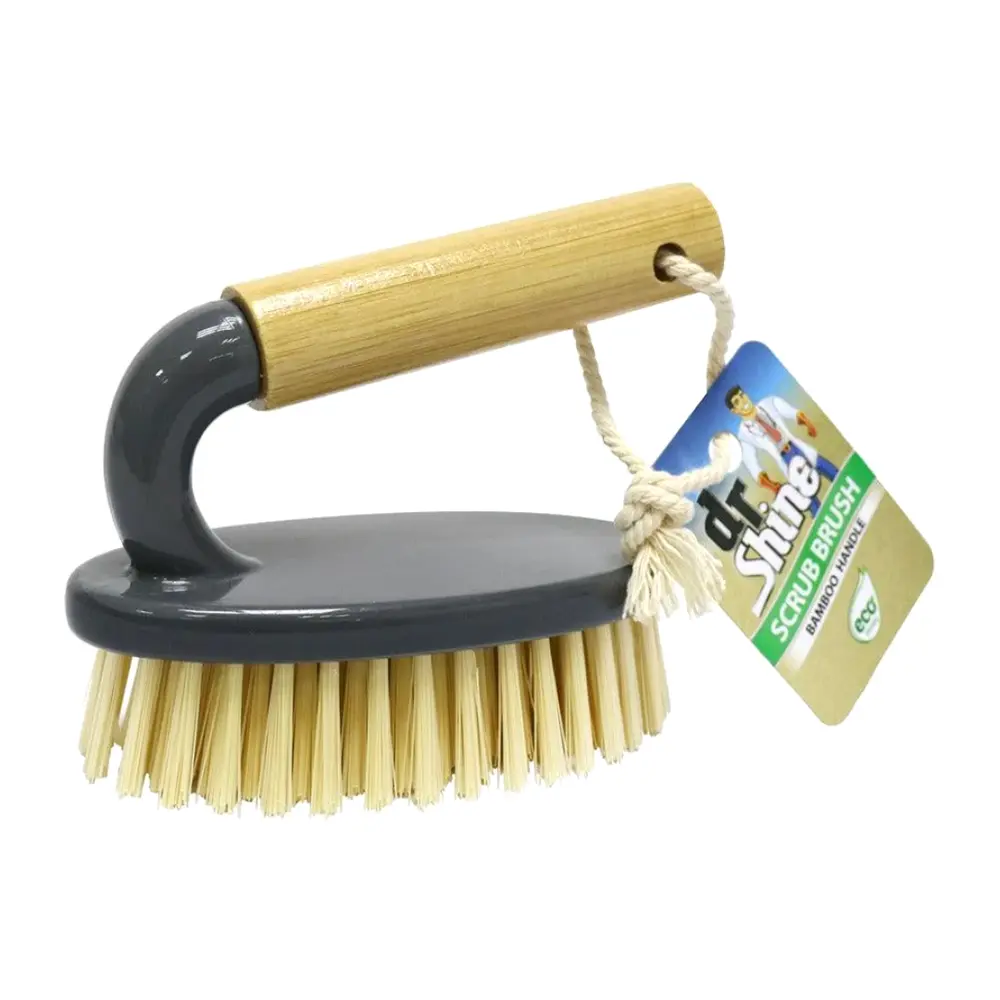 Bàn Chải Cọ Rửa Với Tay Cầm Bằng Tre, Scrub Brush with Bamboo Handle (12 x 6 x 10cm) - DR SHINE