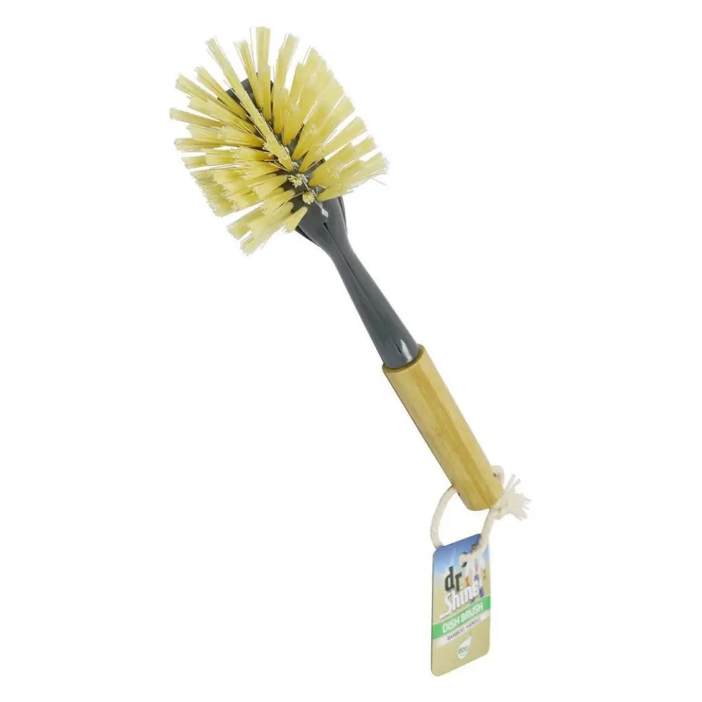 Cọ Rửa Chén Đĩa Với Tay Cầm Bằng Tre, Dish Brush with Bamboo Handle (26 x 7 x 6cm) - DR SHINE