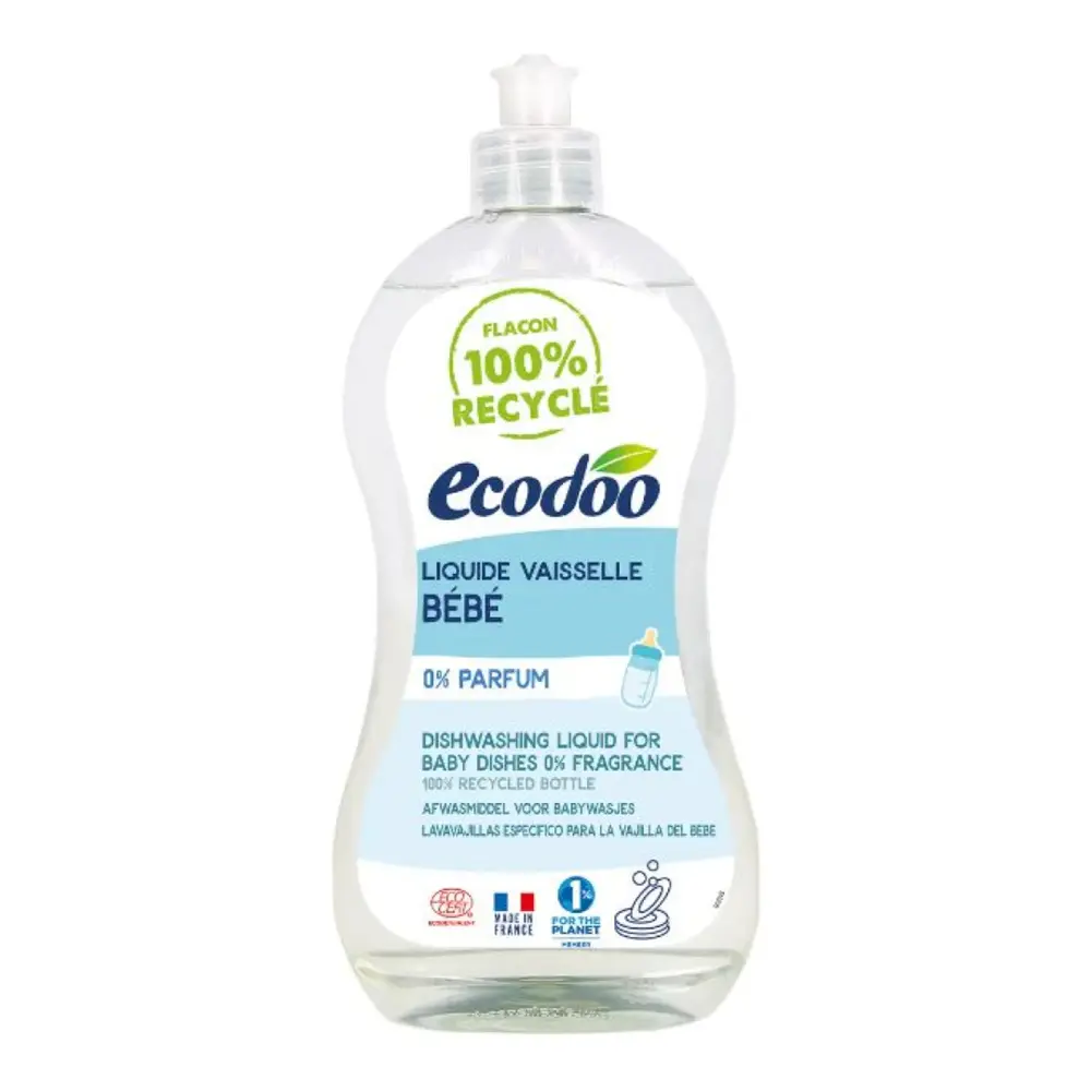 Nước Rửa Dụng Cụ Ăn Uống Cho Bé Sinh Học, Dishwashing Liquid for Baby Dishes, 0% Fragrance (500ml) - ECODOO