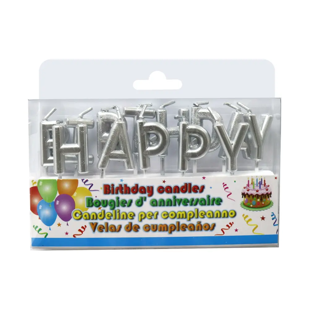 Nến Chữ Sinh Nhật Màu Bạc, Happy Birthday Candles, Silver, 13 Cái - UNCLE BILLS