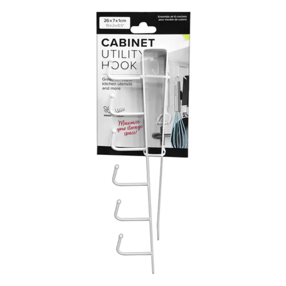 Móc Treo Đồ Dùng Nhà Bếp Đa Năng, Kitchen Cabinet Utility Hook, 6 Móc (26 x 7 x 1cm) - UNCLE BILLS